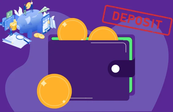 Illustration of depositing money into an account.